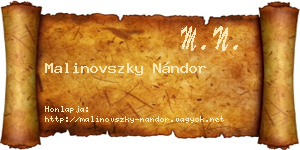 Malinovszky Nándor névjegykártya