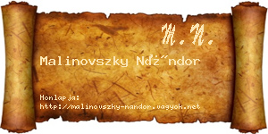 Malinovszky Nándor névjegykártya